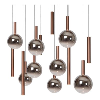 Lucide JASMINE - Pendant light - LED Dim. - CCT - 14x4,4W 2200K/3300K - Suitable for double-height spaces and high ceiling - Copper - Premium